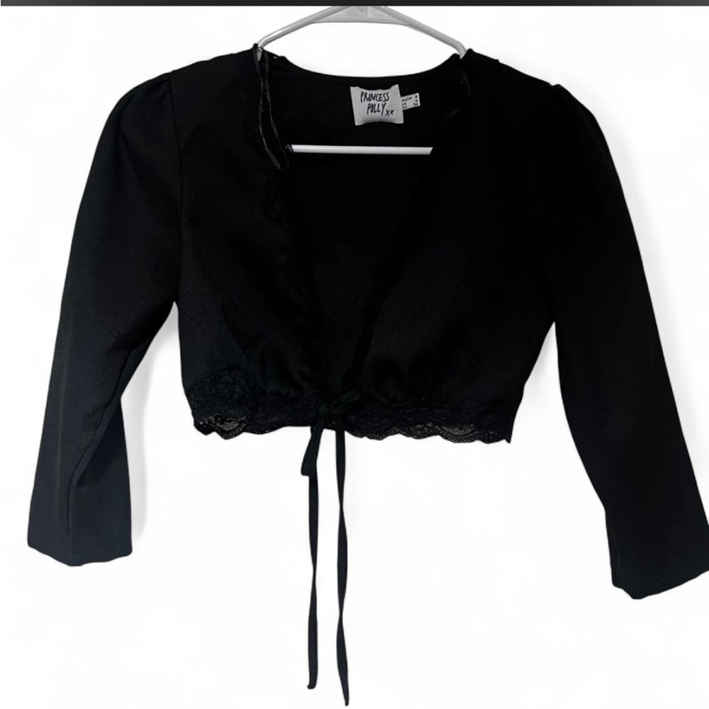 Princess Polly Black Lace Trim Blouse